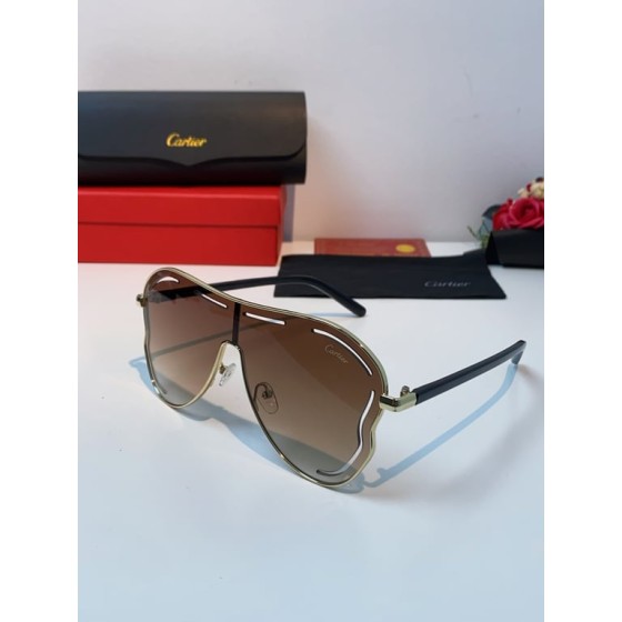 Cartier Gold-Tone Shield Sunglasses with Brown Gradient Lenses